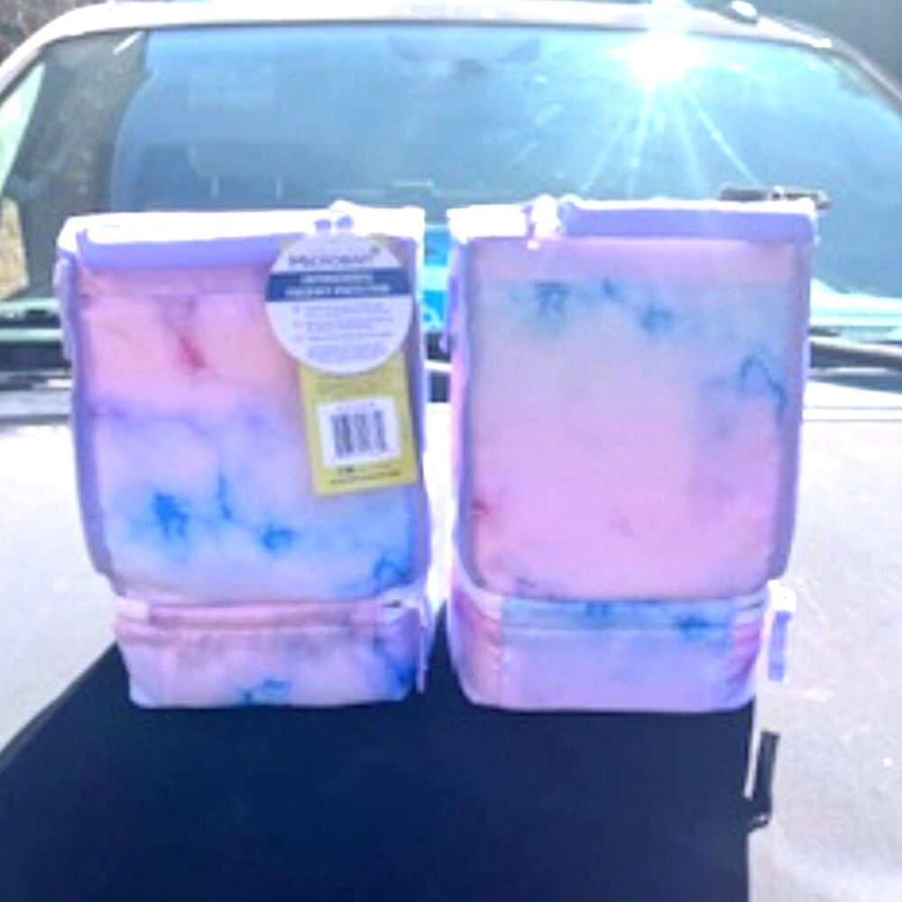 {2} Compartment Thermal Insulated Lunch Bags w/ Padded Handle {2} Pcs Artic Zone
